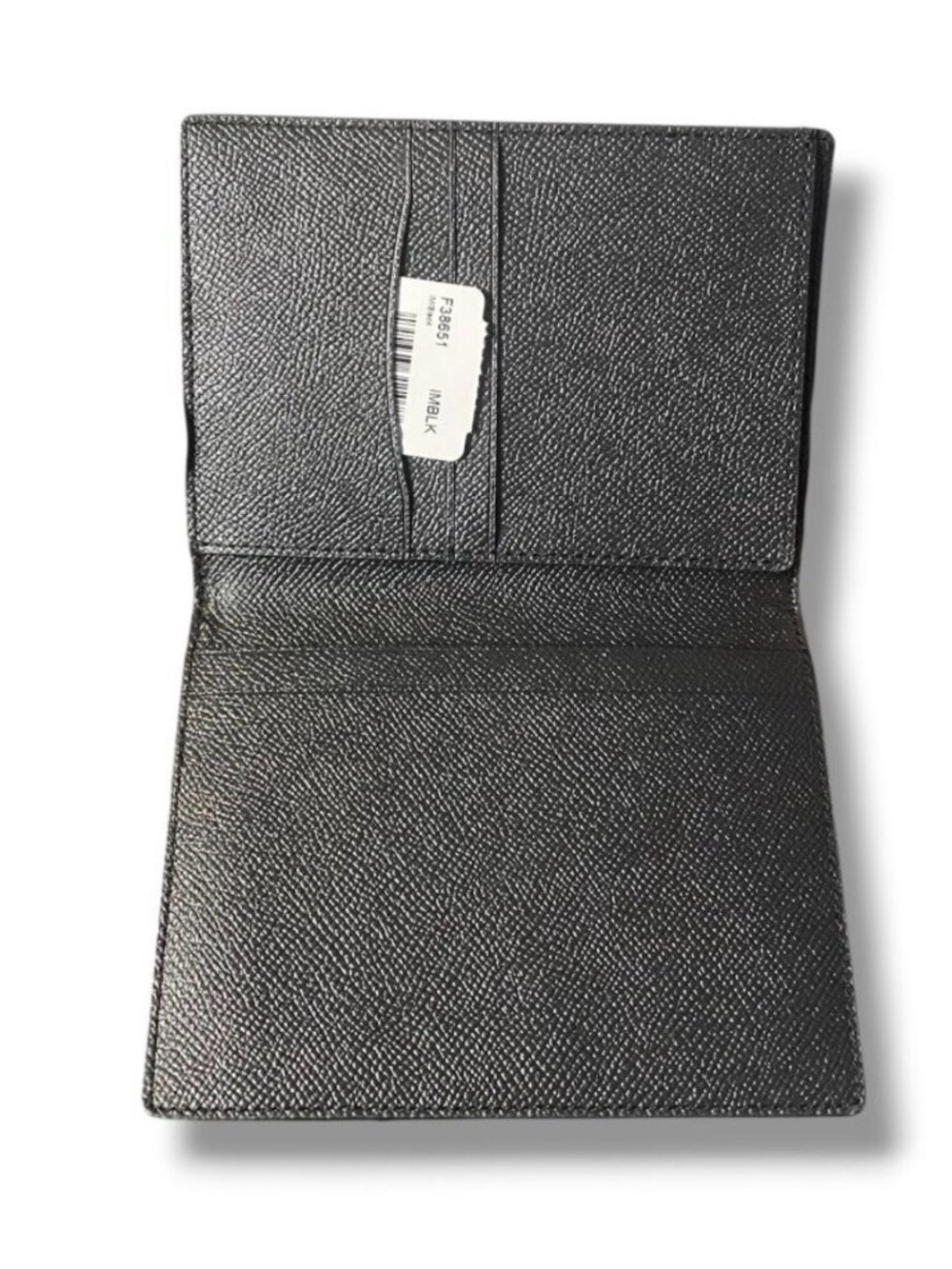 Coach Black Pebbled Leather Card & Passport Organizer with Gold Logo - Picture 2 of 4